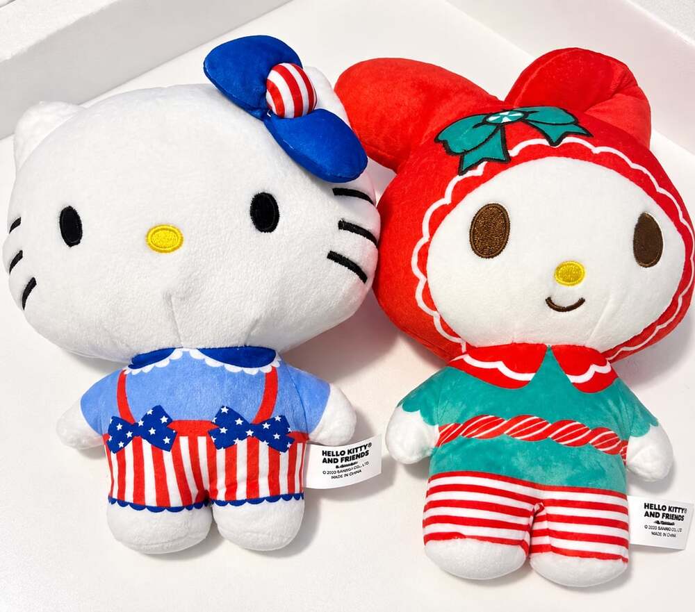 Sanrio Hello Kitty My Melody Christmas Holiday Plush Doll Set of 2
